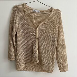 Zara Metallic gold cardigan small